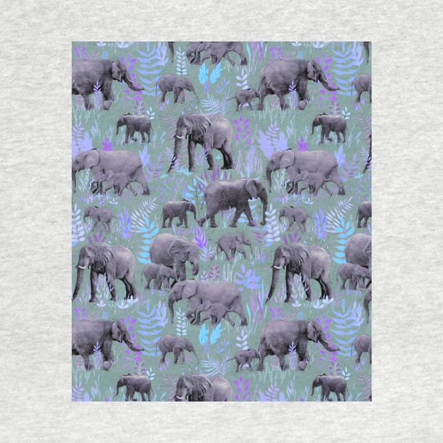 Sweet Elephants in Purple and Grey by micklyn